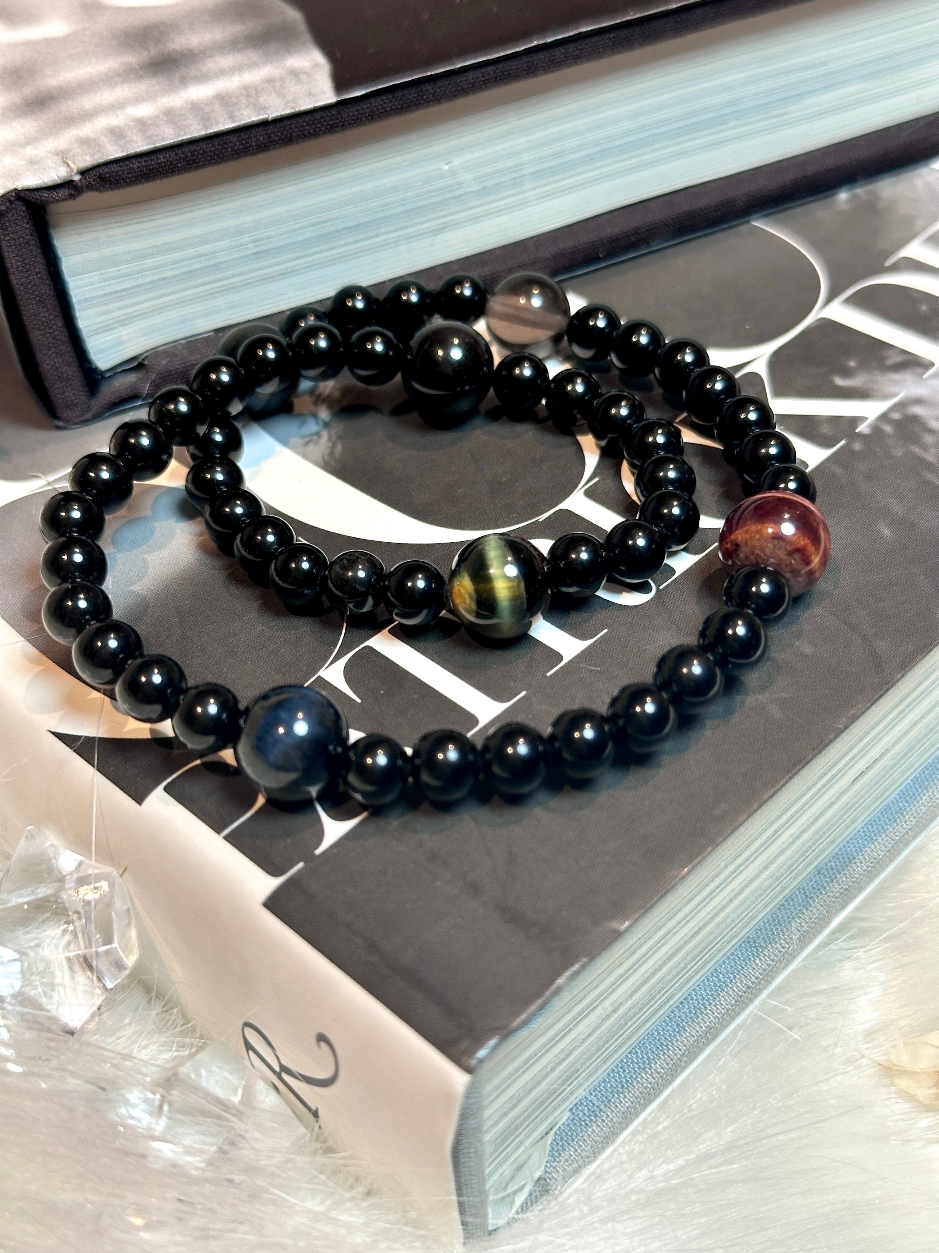 Hercules — Obsidian Double-Wrap Bracelet